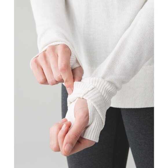 Lululemon Sweater Cashmere Blend Sunset Savasana Pullover Heathered White Med - Picture 4 of 14